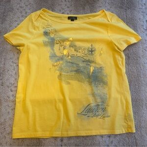 LAUREN JEAN CO. Womens Yellow Logo Graphic Short Sleeve Crew Neck T-Shirt XL